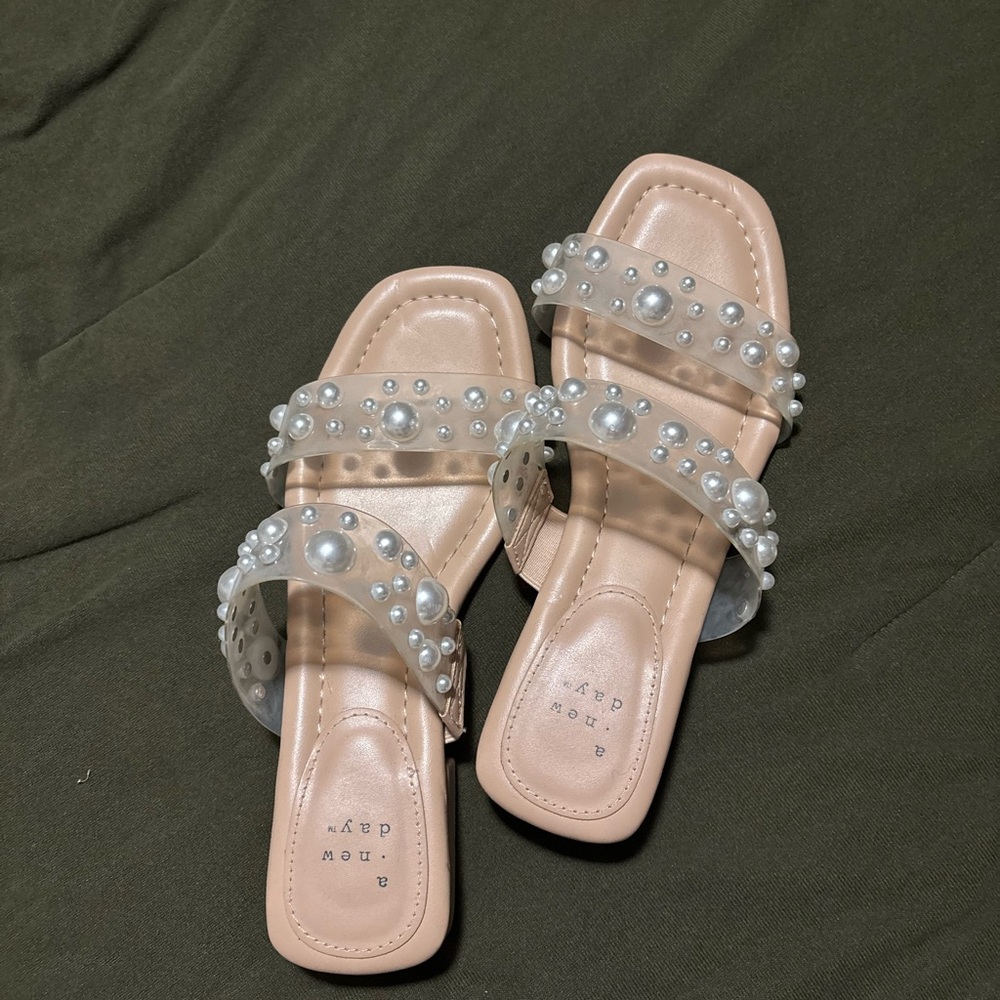 a new day Pearl Embellished Tan Sandals
